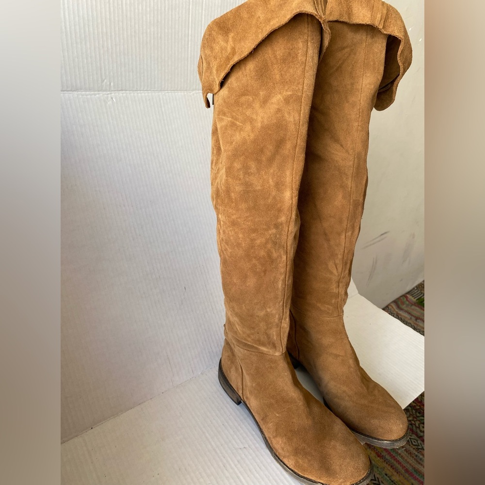 Free People Carlisle Suede Over The Knee Boots Honey Whiskey Size 41 US 10 - Picture 5 of 14